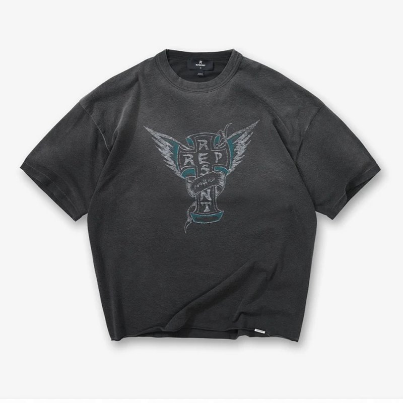 REPRESENT 新款美式高街男女街头潮流洗水宽松短袖T恤 尺码:S M L XL 颜色: 米白 洗水黑 REPG9861