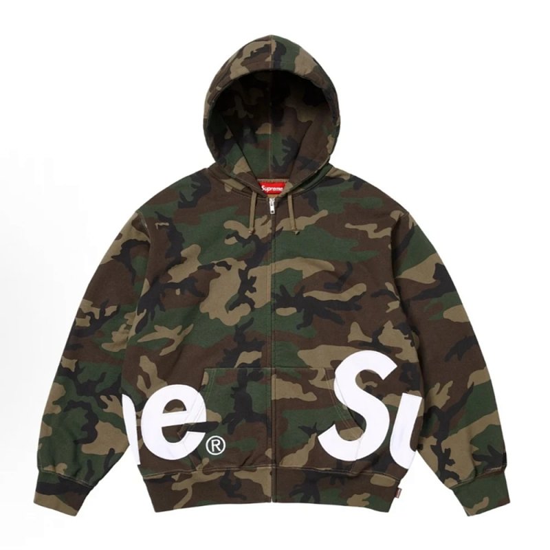 SS25BIG LOGO ZIP UP HOODED 大徽标拉链连帽卫衣 迷彩  S-XL  E618