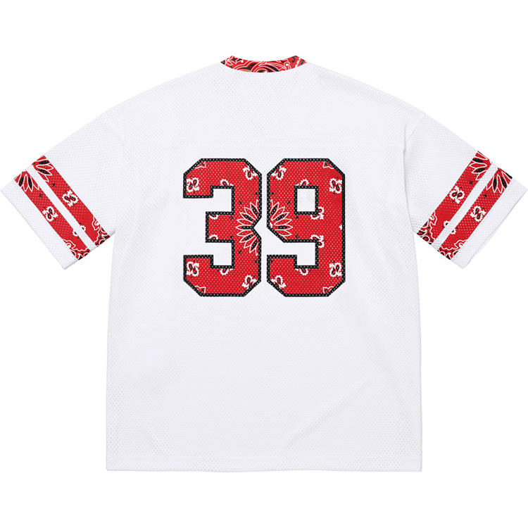SS25 BANDANA FOOTBALL JERSEY腰果花橄榄球衣 黑 白 S M L XL  B409