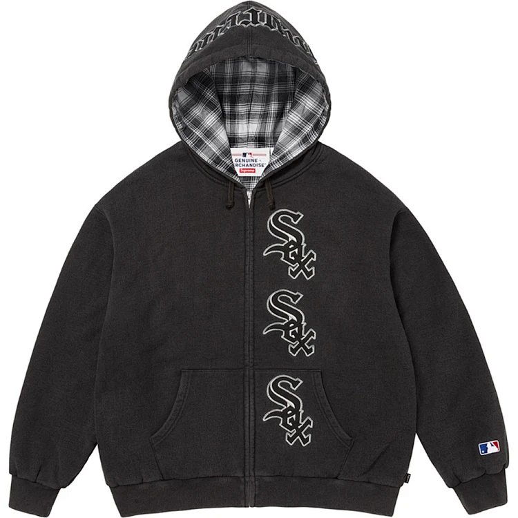 CHICAGO WHITE SOX™ ZIP UP HOODED SWEATSHIRT 黑 花灰 S M L XL  E610