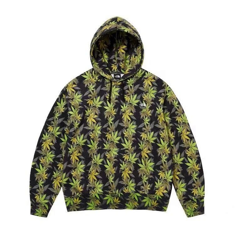 TNF联名 FW23 THE LEAF HOODED 落叶连帽卫衣 黑-绿 白-绿 S M L XL  E562