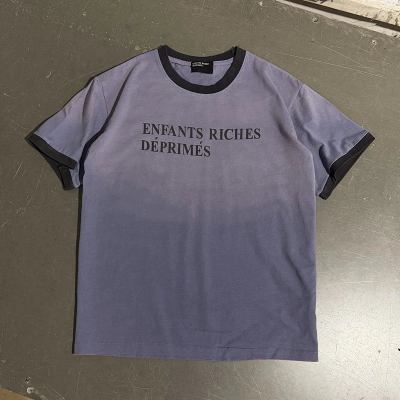 Enfants Riches Deprimes 做旧喷色标语印花短袖 尺码:S M L XL 颜色: 水洗蓝 ERD6104