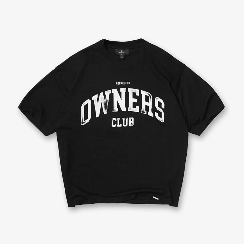 REPRESENT 新款美式高街男女街头潮流宽松短袖T恤 尺码：S M L XL 颜色：水洗蓝  米白  黑色  REPG9801-1