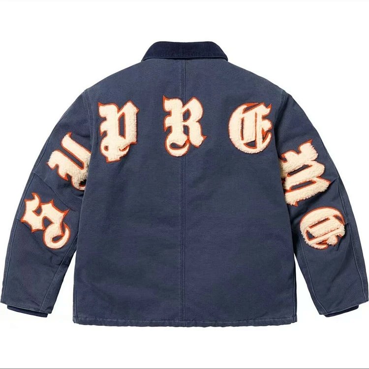 25SS OLD ENGLISH JACKET 水洗做旧 复古字体棉夹克 黑色 藏蓝 S M L XL  D433