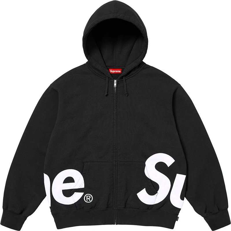 SS25BIG LOGO ZIP UP HOODED 大徽标拉链连帽卫衣 黑，宝蓝，浅灰 S M L XL  E594