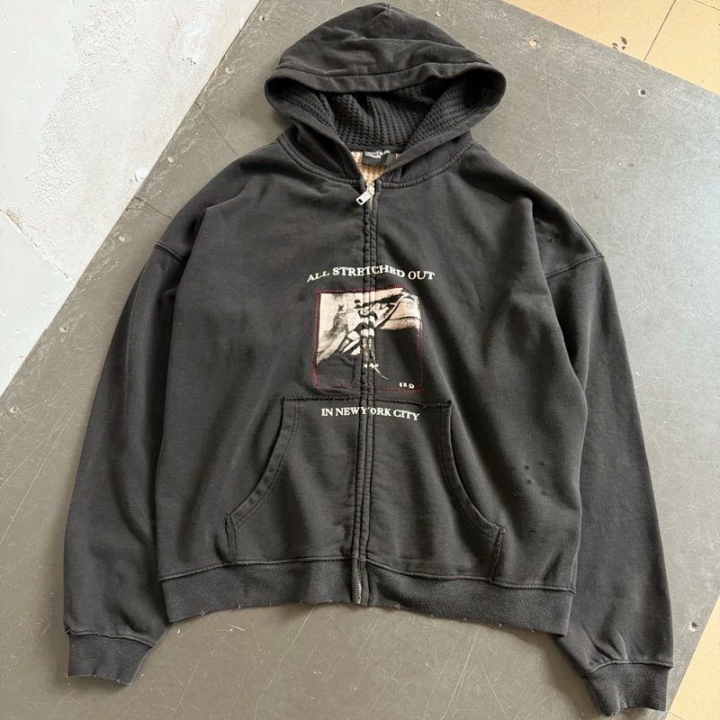 Enfants Riches Deprimes  华夫格撞色拉链帽衫  尺码：S M L XL  颜色：水洗黑   ERD8862