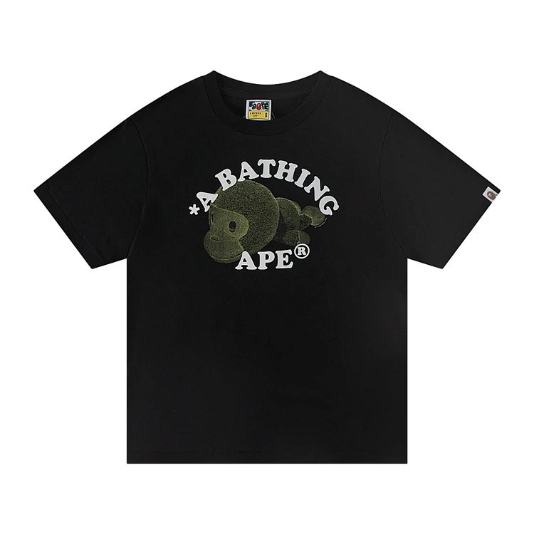 TOP 猿人印花圆领短袖T恤 黑色 白色  S-XL  A9