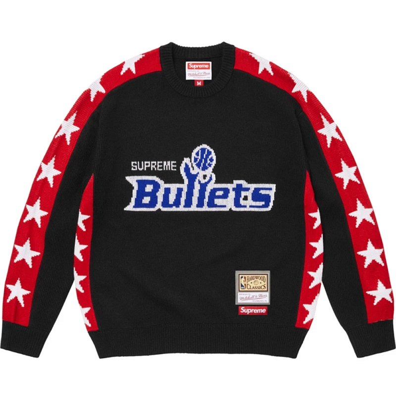 SS26 Mitchell & Ness sweater bullets 子弹队毛衣 黑色 S-XL SB82