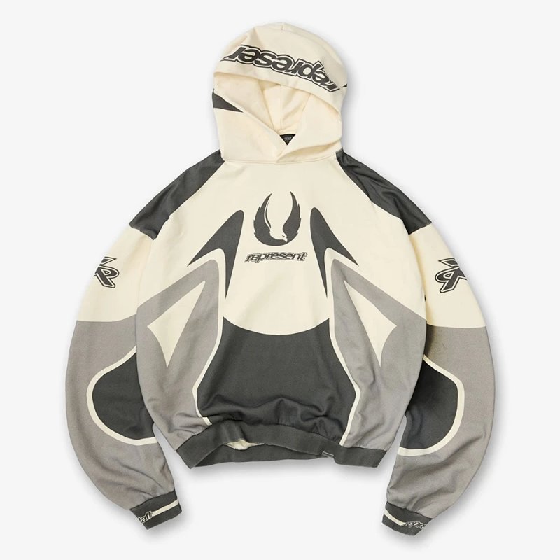 Represent × Belstaff 联名机车连帽卫衣 尺码：S M L XL 颜色：奶杏色  REPG9020