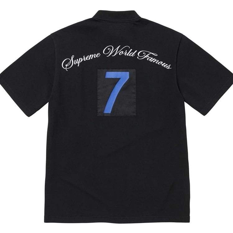 SS25 CURSIVE POLO 7号POLO衫 刺绣图案短袖 黑色 浅蓝色 S-XL SB26