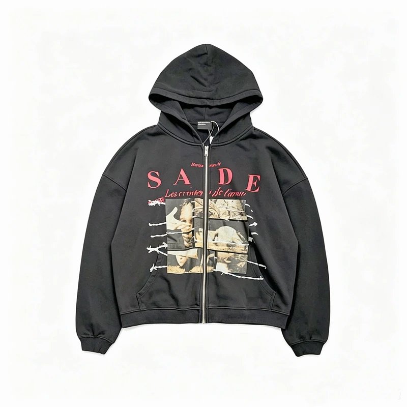 ERD8814  Enfants Riches Deprimes  拉链帽衫  尺码：SM L XL  颜色：水洗黑