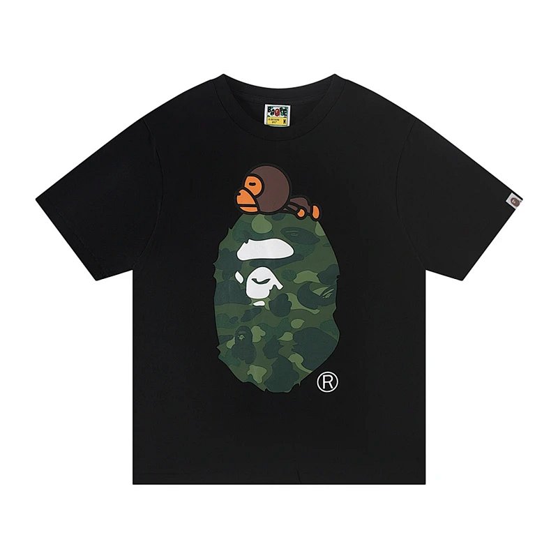 TOP 猿人印花圆领短袖T恤 黑色 白色 S-XL A5