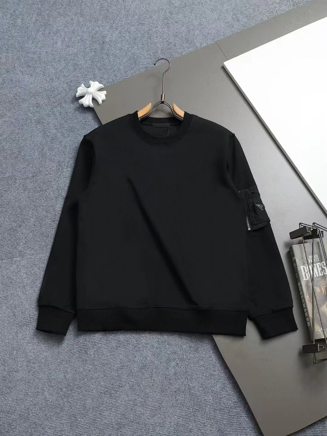 Prada Knitwear Collared knit sweater with triangle logo plaque image 6