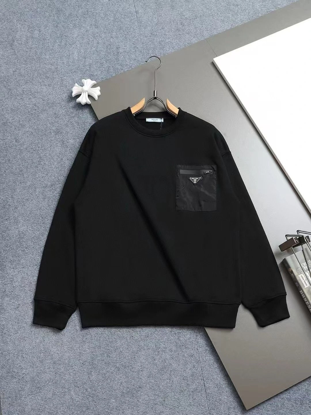 Prada Knitwear Collared knit sweater with triangle logo plaque — 22