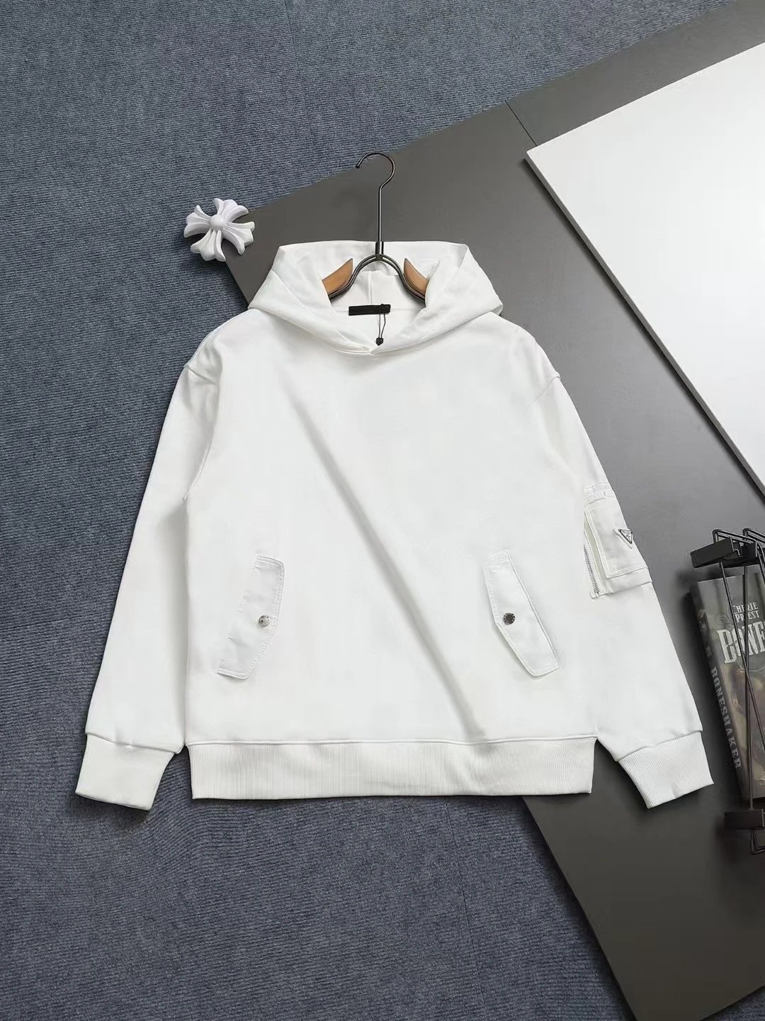 Prada Knitwear Collared knit sweater with triangle logo plaque — 20
