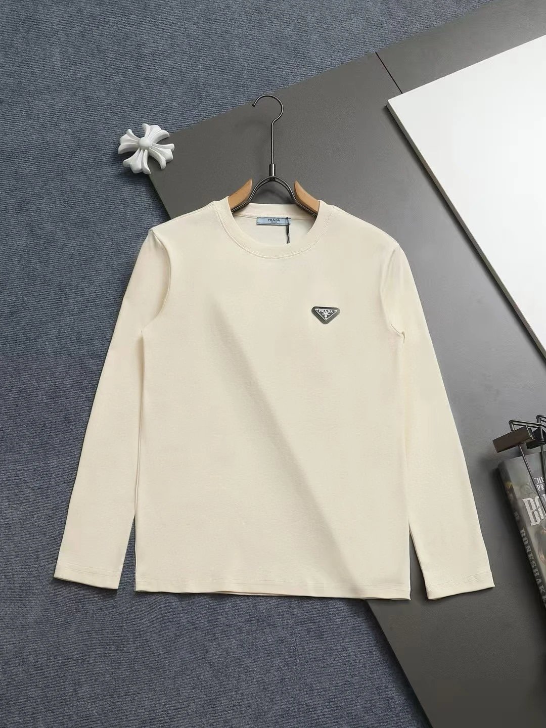 Prada Knitwear Collared knit sweater with triangle logo plaque — 24