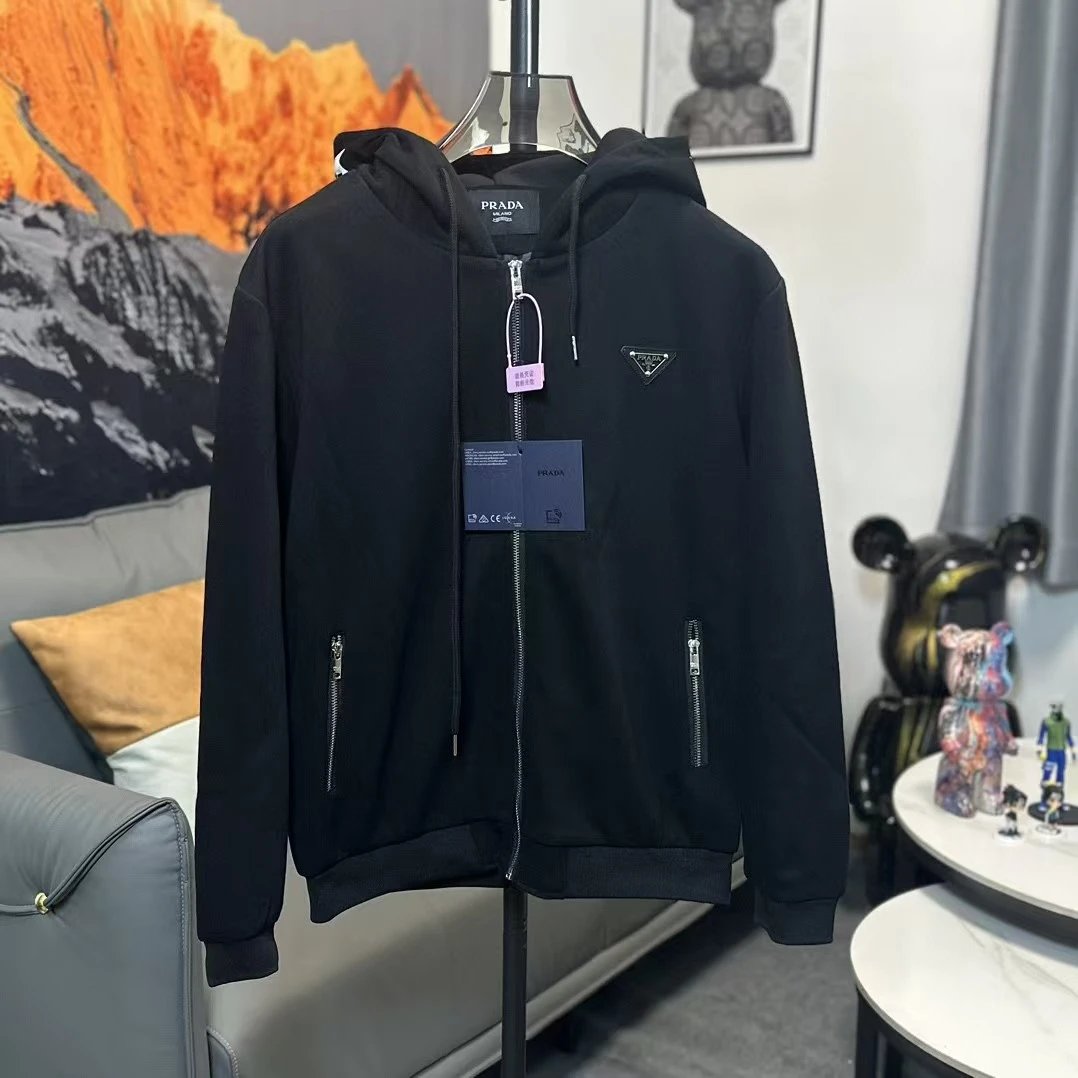 Prada Knitwear Collared knit sweater with triangle logo plaque — 5
