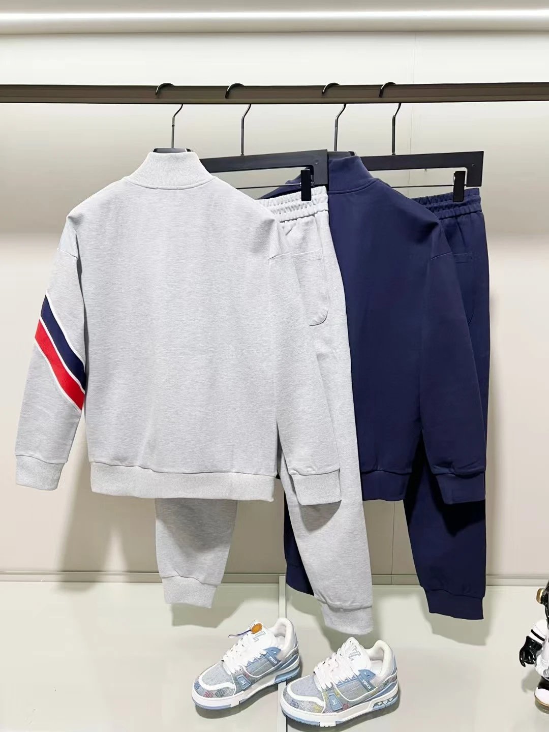 Moncler Zip-up track jacket, hooded sweatshirt and jogger designs with tricolor trim image 2