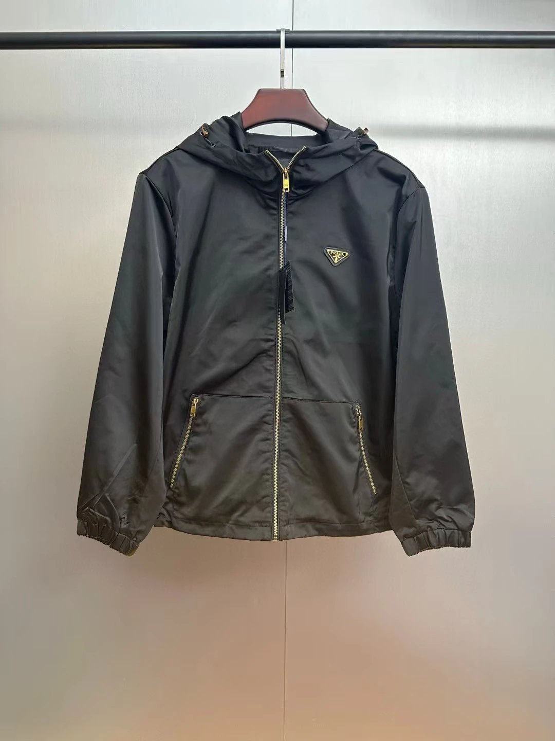 Prada Knitwear Collared knit sweater with triangle logo plaque — 9