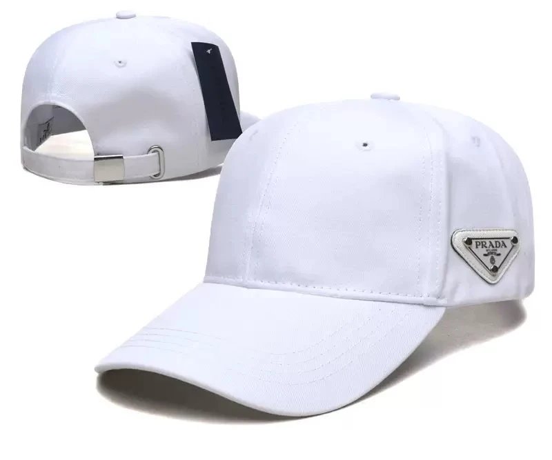 Prada Triangle Logo White Baseball Cap