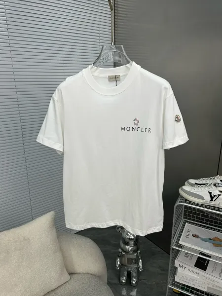 Moncler Logo Print White T-Shirt - 1