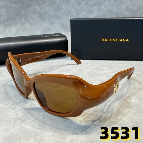 Balenciaga Square Sunglasses Transparent Gray with Blue Lenses - 6