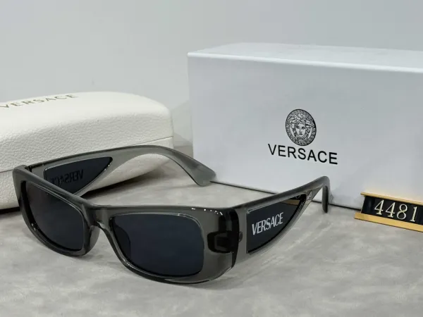 Versace Sunglasses Black Frame with Gold Logo - 6