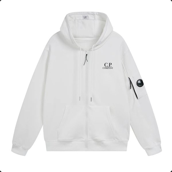 C.P. Company Logo Zip-Up Hoodie White 卫衣 product listing in Litbuy spreadsheet finds