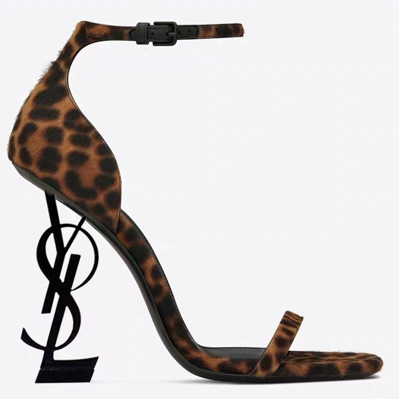 Suede leopard print black heel (8cm)