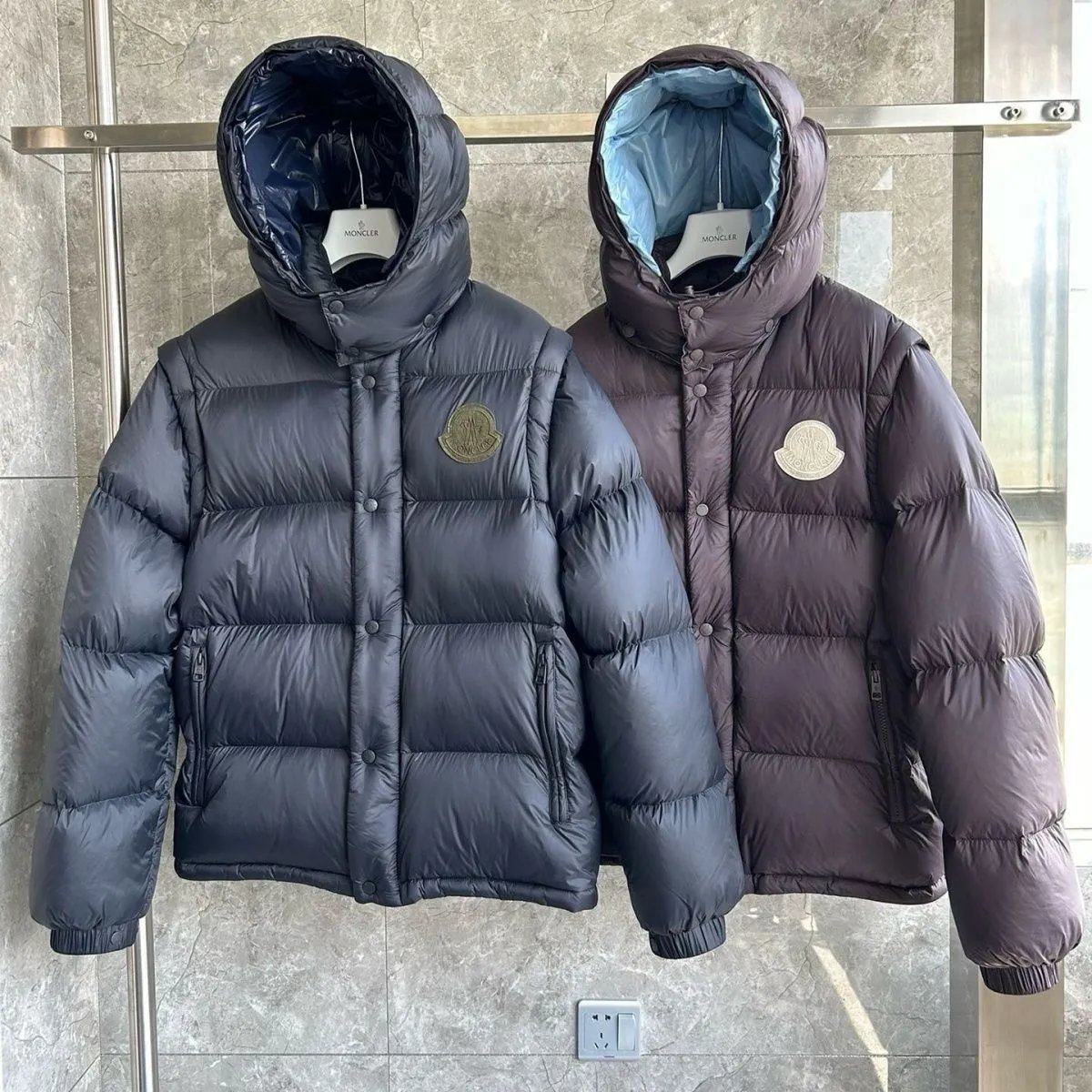 Moncler Down Jackets Hooded puffer jacket — detachable black