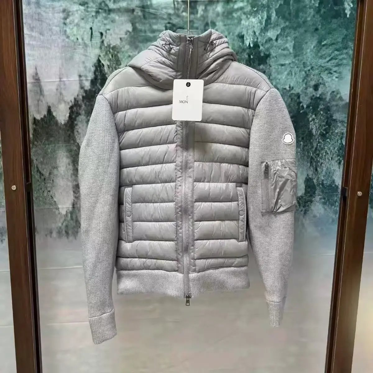 Grey White Logo Hooded