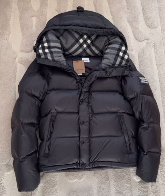 Burberry Down Jacket Black with Classic Check Hood product listing in Litbuy spreadsheet finds