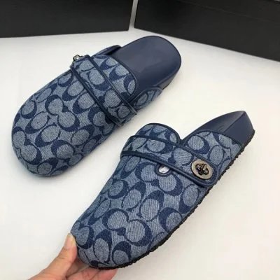 Tory Burch Slippers Double T Logo Flat Slide — Blue