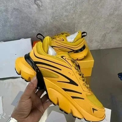 Unbranded Sneakers Lace-Up Platform with Ribbed Sole — Yellow