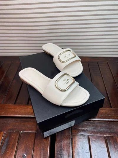 Tory Burch Slippers Double T Logo Flat Slide — SKU-08-White