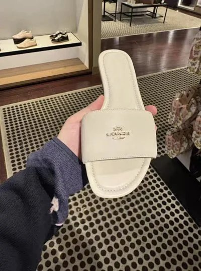 Tory Burch Slippers Double T Logo Flat Slide — SKU-04-Off-white