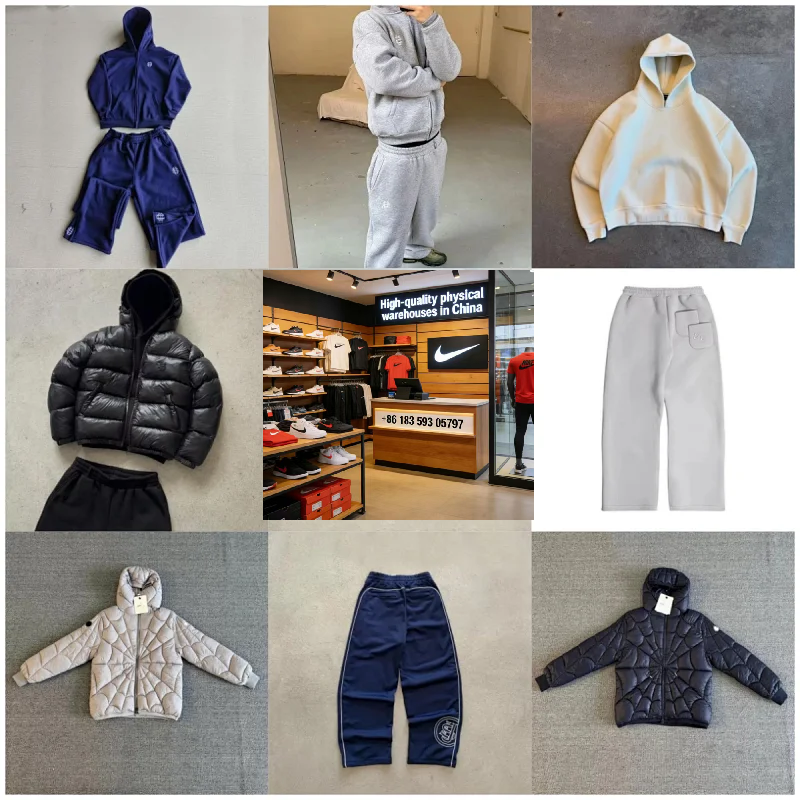 HXZ - American Casual Loose Plain Solid Color Sport Suit Sweatshirt Down Jacket WhatsApp+18359305797