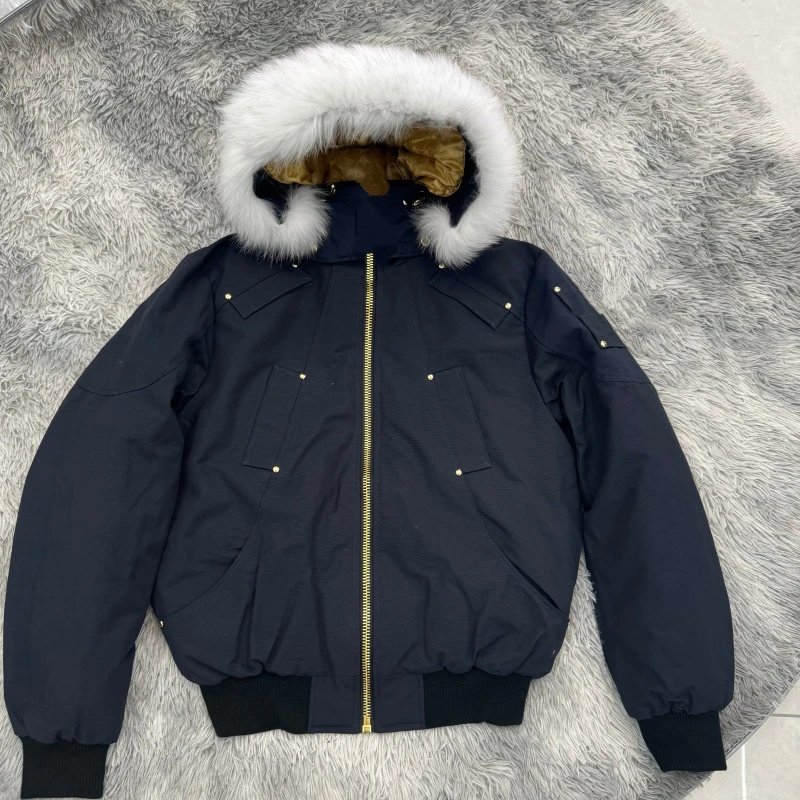 Navy Blue with Gold Badge, White Fur