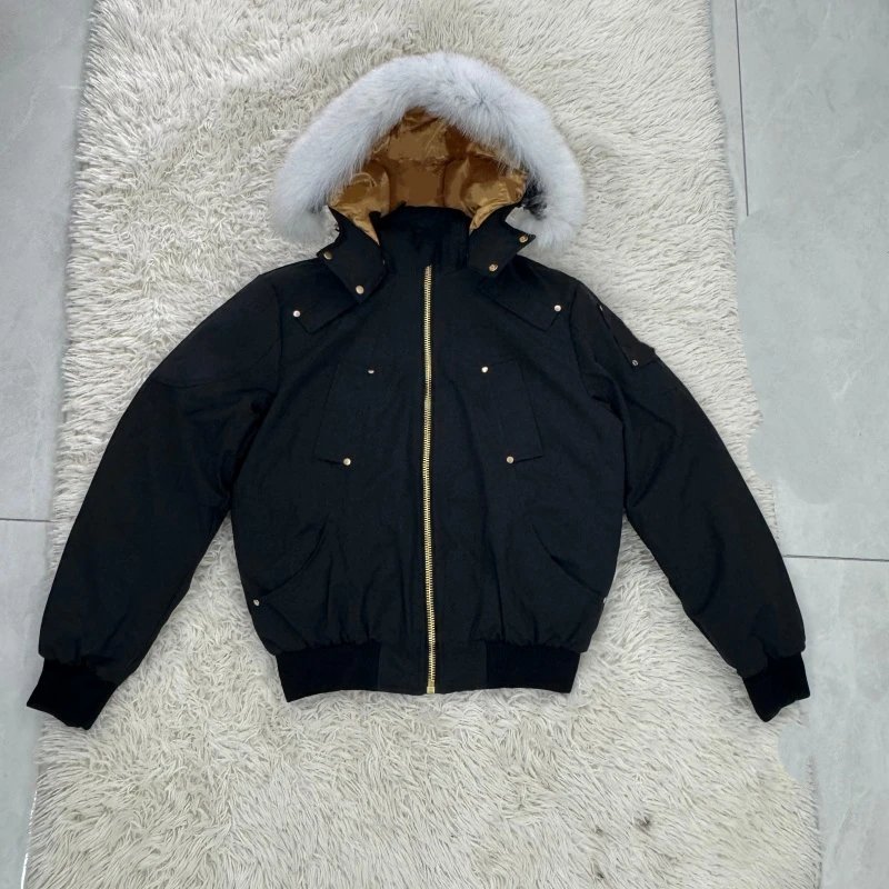 Black with Gold Badge, White Fur
