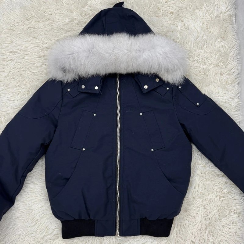 Navy Blue White Fur
