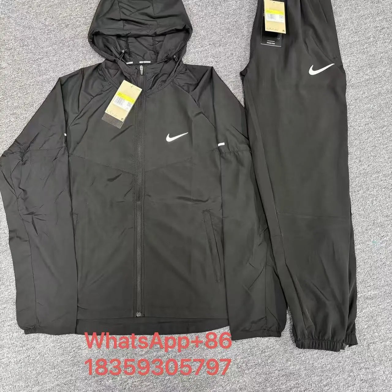 Nike Tracksuits Hooded zip-up tracksuit — Nike running suit, black, size 1