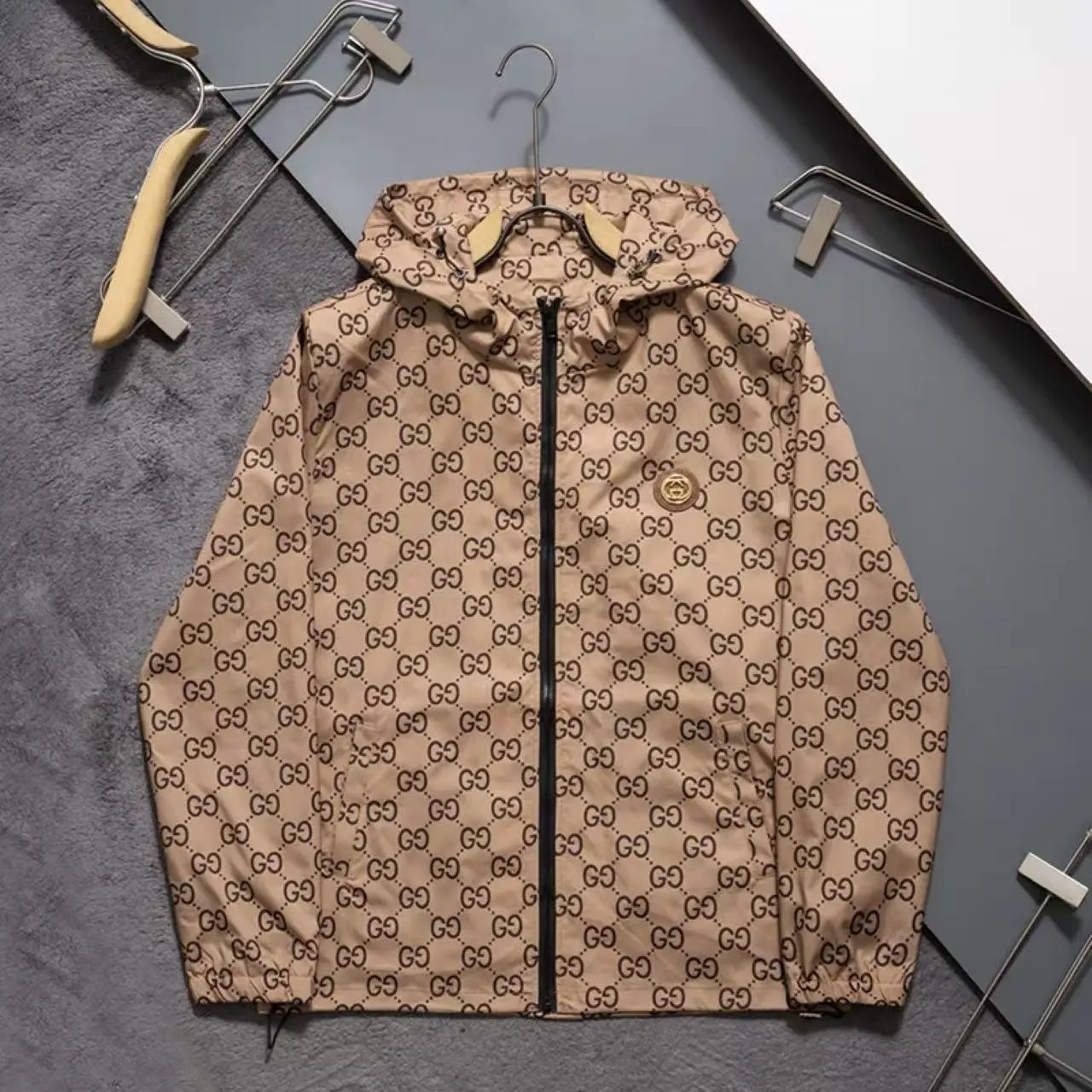 Louis Vuitton Jackets Hooded zip-up patterned jacket — 9