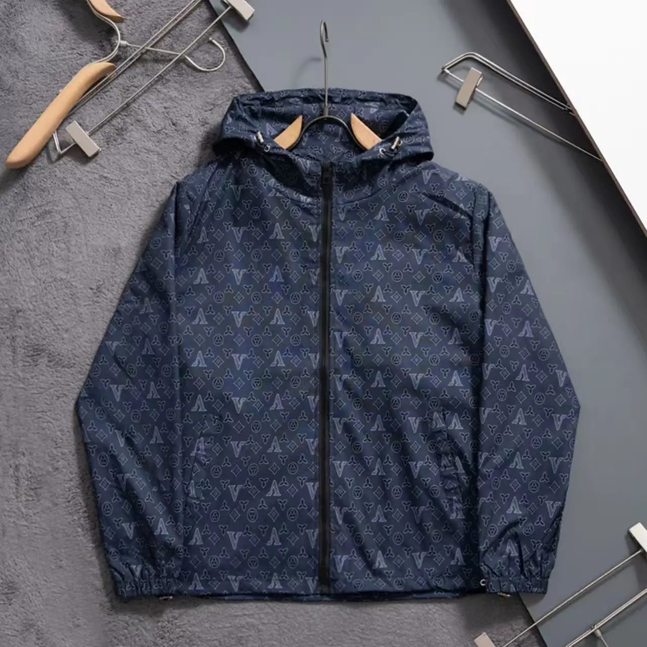Louis Vuitton Jackets Hooded zip-up patterned jacket — 26