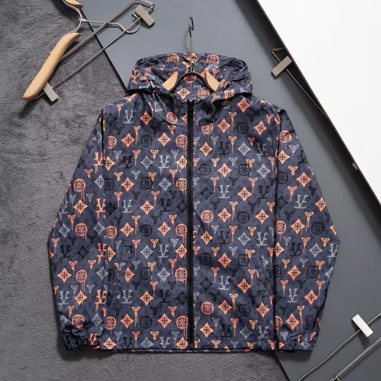 Louis Vuitton Jackets Hooded zip-up patterned jacket — 14