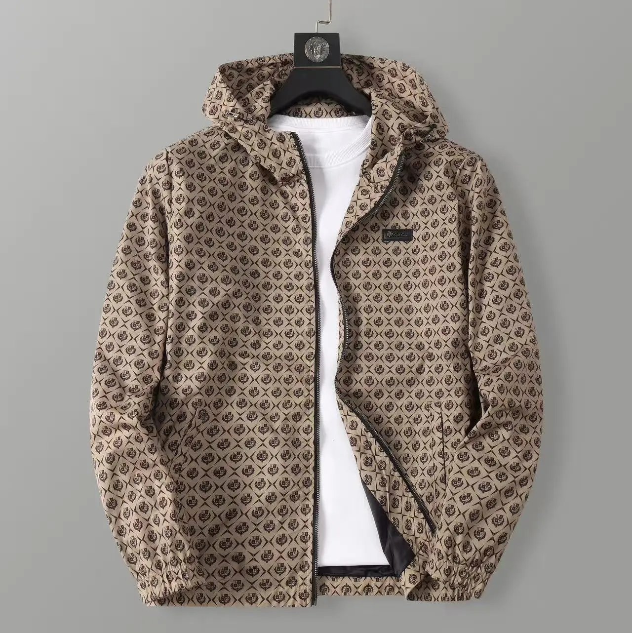 Louis Vuitton Jackets Hooded zip-up patterned jacket — 39