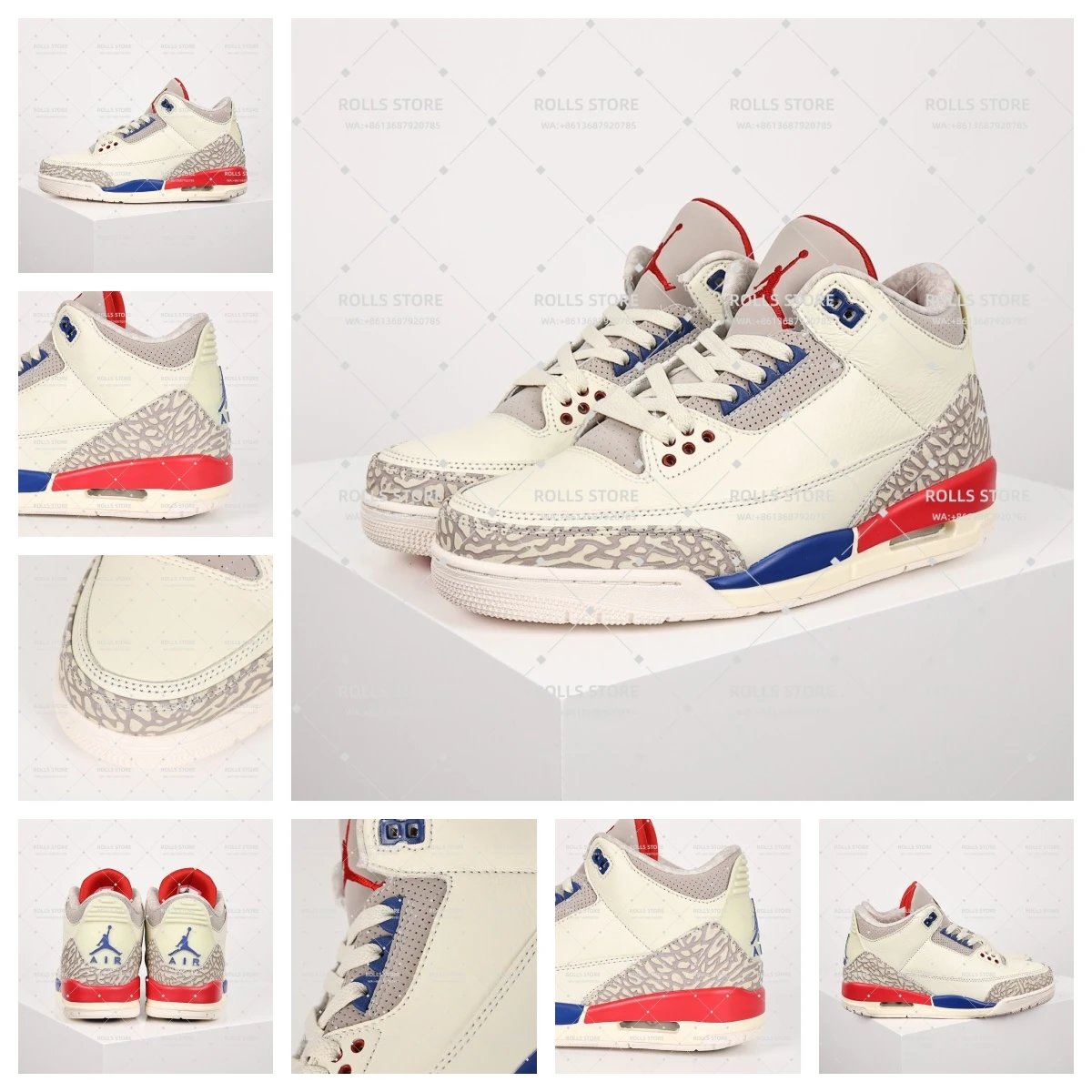 Air Jordan 3 White Red Blue Ba