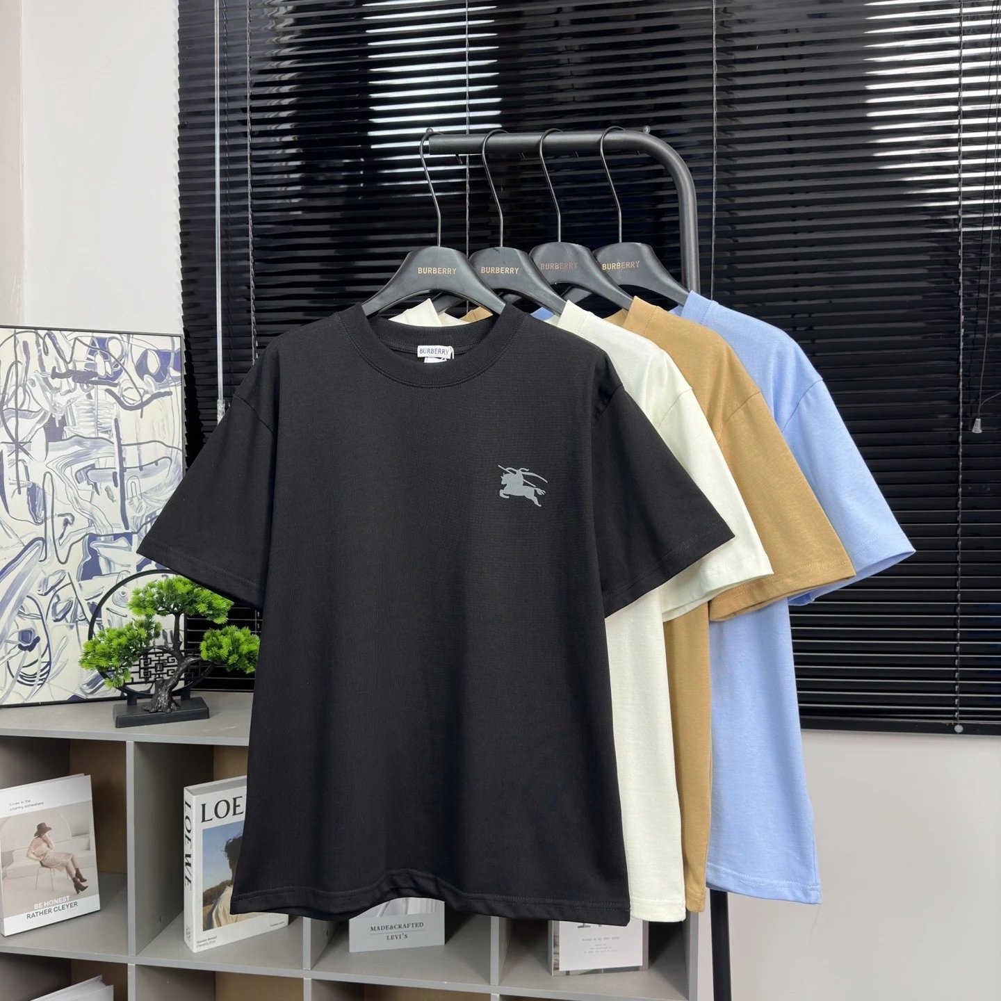 Black T-shirt with gray label