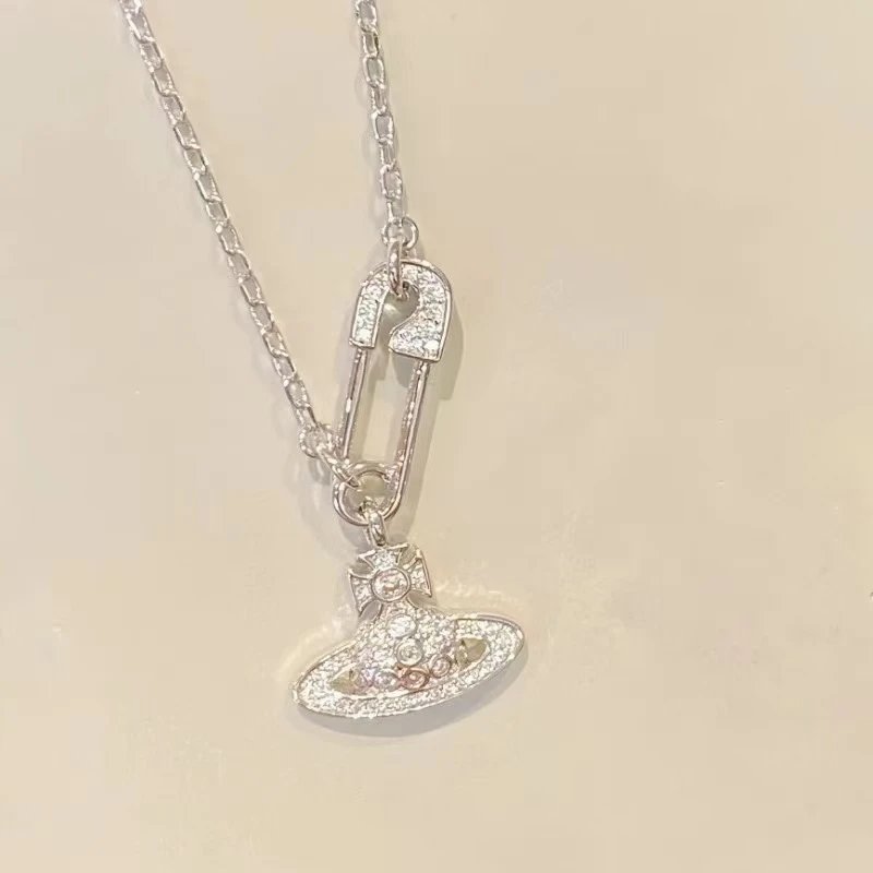 Vivienne Westwood Jewelry Crystal Orb Safety Pin Necklace — 25