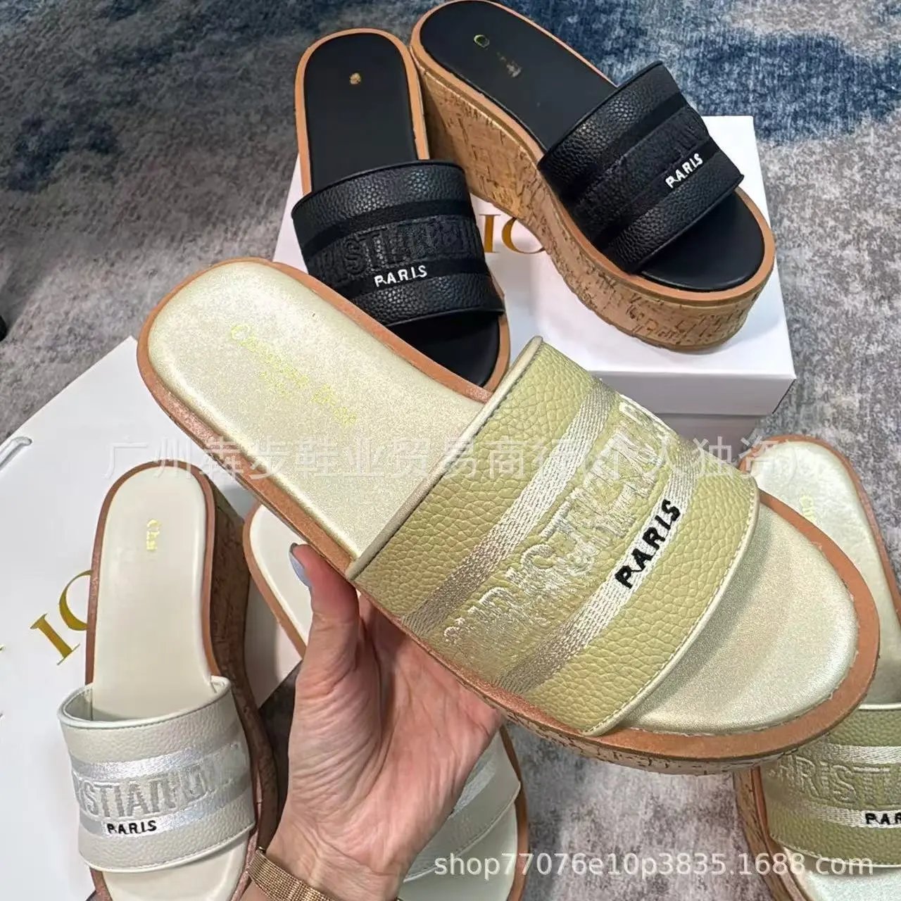 Dior Sandals Logo Strap Flat Slide — 33