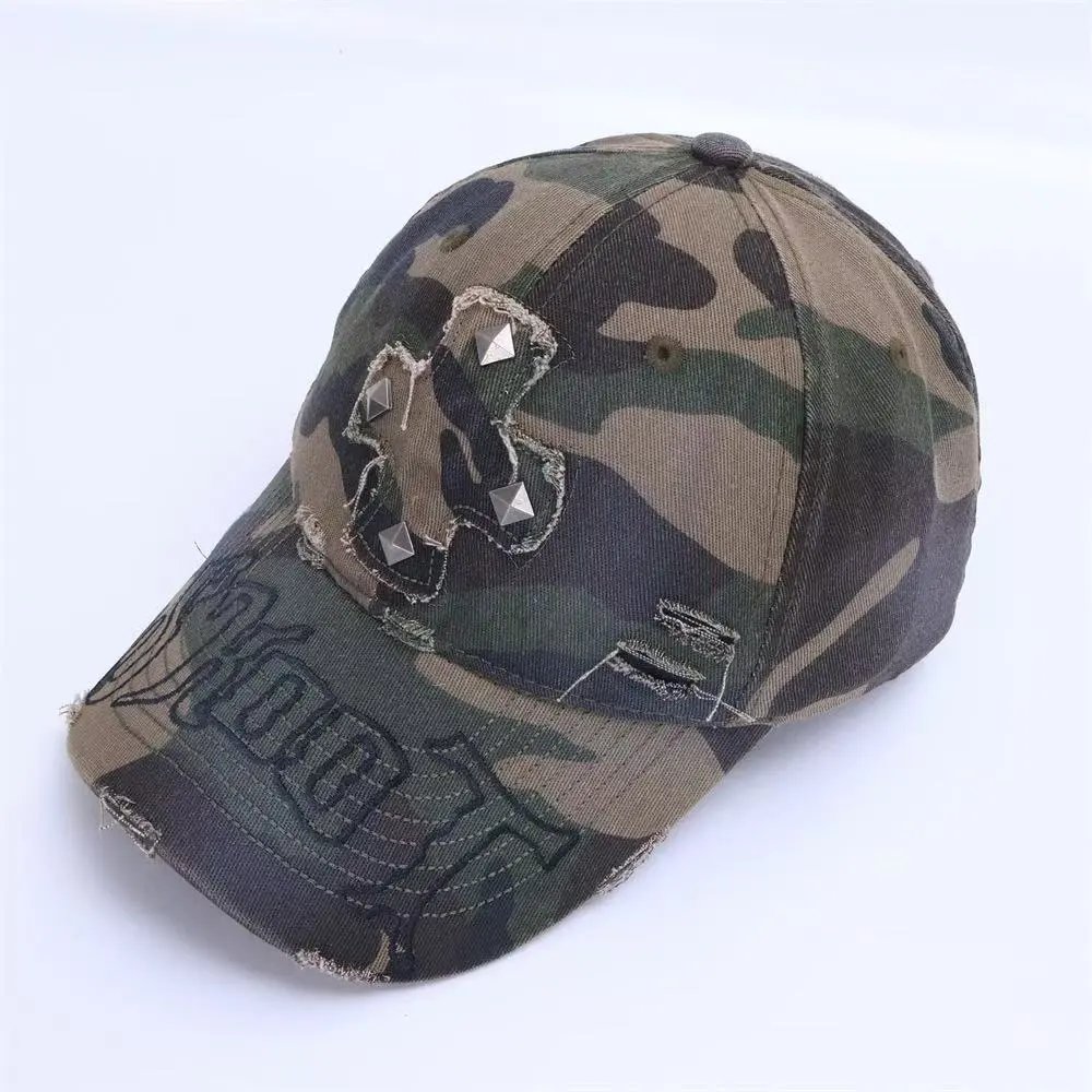 Diesel Hats Distressed Denim Baseball Cap with Embroidered Logo — 29
